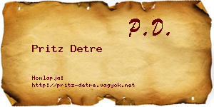 Pritz Detre névjegykártya